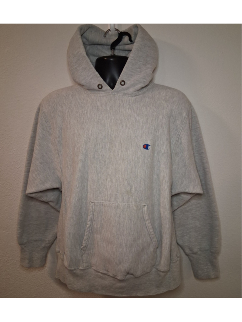 VTG 80s Champion Reverse Weave Warmup Mens Large Hoodie Gray Logo Sweatshirt USA